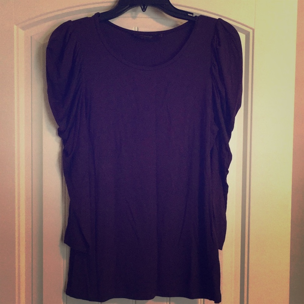 Purple long sleeve top. Puff shoulders